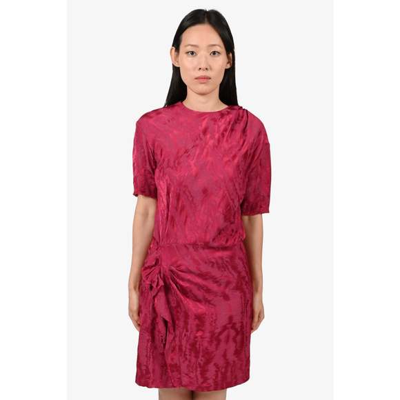 Isabel Marant Magenta Jacquard Ruffle Raw hem Dress sz 38 - Picture 1 of 3